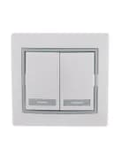 Выключатель 2-кл. СП Mira 10А IP20 с сер. вставкой бел. LEZARD 701-0215-101