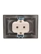 Розетка 2-м СП Mira 16А IP20 без заземл. со вставкой керамика черн. бархат LEZARD 701-4242-128