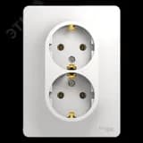 GLOSSA Розетка двойная с заземлением в сборе белая Systeme Electric