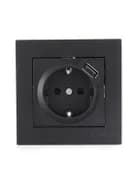 Розетка 1-м СП Vesna с заземл. с заряд. устройством USB механизм черн. бархат LEZARD 742-4288-181