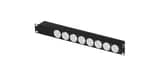 Блок электрических розеток 19" на 8 гнезд, 10 A, без выключателя и предохранителя TLK-RS08M1N-BK