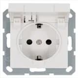 Розетка 1-м Shuko 16А IP20 с заземл. защ. шторки с крышкой механизм бел. глянцевый Jasmart G5505W