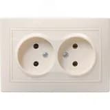 КВАРТА Розетка двойная без заземления в сборе без шторок кремовый