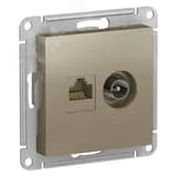 Розетка ATLASDESIGN двойная компьютерная+ТВ RJ45+TV категория 5E механизм шампань