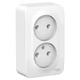 BLANCA розетка наружная двойная без заземления без шторок, 16А, 250В, белый