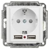 Розетка 1-м СП Accent 6-410-01 16А IP20 250В P+E Schuko защ. шторки + 2хUSB бел. Intro Б0063689