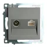 Розетка TV компьютерная RJ45 механизм серия Катрин графит GLS00710606 49417