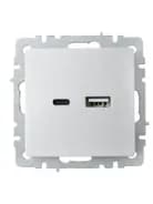 Розетка BRITE USB A+C 18Вт РЮ11-1-БрА механизм алюм. IEK BR-U22-018-K47