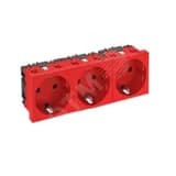 Розетка двойная 33° с заземляющим контактом 250 В 16A (красный)