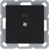 Розетка телевизионная проходная TV Ф9.5мм механизм черн. матов. soft touch Jasmart G6002PB