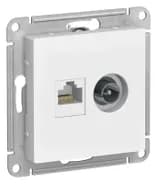 Розетка компьютерная + телевизионная 2-м AtlasDesign RJ45 кат.5E лотос SE ATN001389