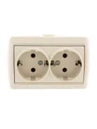 Розетка 2-м ОП Nata 16А IP20 с заземл. керамика крем. LEZARD 710-0300-127