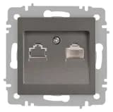 Розетка компьютерная 1-м СП Accent 6-303-09 RJ45 IP20 титан Intro Б0063642