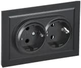 Розетка 2-м СП BRITE РС12-3-БрЧ 16А в сборе с заземл. без защ. шторок черн. IEK BR-R21-16-K02-F