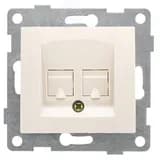 Розетка компьютерная и телефонная RJ45, RJ12 Bravo, механизм, бежевый