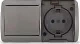 Блок ОП Клио 1-кл. выкл. 10А + розетка 1-м 16А 250В с заземл. с прозр. крышкой сер. Universal К2237-Gr