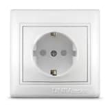 Розетка 1-м СП Севиль 16А IP32 с заземл. защ. шторки бел. UNIVersal С0049