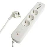 Сетевой фильтр 3местный сз STEKKER 3x1мм2 5 м 250В 16А 2 USBA 2 TypeC 3 серия Nova белый 50101