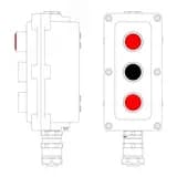 Взрывонепроницаемый пост управления из алюминия LCSD-03-B-MC-L1R(220)x1-P1B(11)x1-P1R(11)x1-PCMB-KAEPM3MHK-20