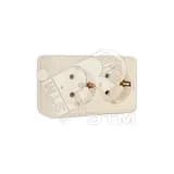 Олимп Розетка двойная с заземлением бежевая наружная Универсал
