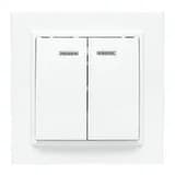 Минск Выключатель 2-клавишный СП с индикатором,10А, белый EKF Basic