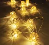 Светодиодная гирлянда Feron CL594 линейная интерьерная Золотые шарики статичная 2700K 18 м с питанием от батареек прозрачный шнур 51450