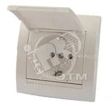 DERIY Розетка с/з с крышкой ПБТ белый