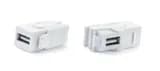 Вставка формата Keystone Jack с проходным адаптером USB 2.0 (Type A) Hyperline KJ1-USB-VA2-WH (Белый)