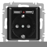 Розетка 1-м СП Accent 6-410-05 16А IP20 250В P+E Schuko + 2хUSB защ. шторки антрацит Intro Б0063698