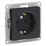 Розетка ATLASDESIGN с заземлением со шторками 16А механизм карбон