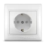 Розетка 1-м СП Севиль 16А IP32 с заземл. защ. шторки бел. UNIVersal С0049
