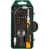 Отвертка с битами для точных работ, 30 CrV бит, гибкий переходник 190 мм, лупа, в пластиковом футляре