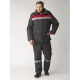 Костюм зимний Труженик-Ультра (ткань Смесовая,210) брюки, темно-серый красный, 56-58 170-176