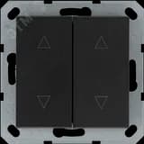 Выключатель двухклавишный для штор 10A 250V~ с накладкой, цвет Антрацит