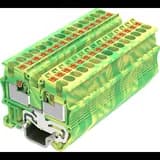 Клемма мини TP 1-1 проходная земля, Push-in, сечение 1,5 мм. кв., DIN 15, желто-зеленая