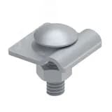 Зажим крепежный для соединения прутка 6-10 мм с элементами конструкций. Монтаж с помощью болта с плоской головкой M10X35. Материал - горячеоцинкованная сталь.