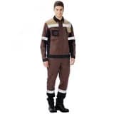 Костюм мужской Виват NEW с полукомбинезоном, цвет коричневый с черной и бежевой отделкой, р. 112-116/182-188