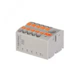 Блок распределительный, зажим push-in, 1 ввод 6 кв.мм, 10 точек подключения 2,5 кв.мм, красный