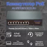8-портовый PoE коммутатор AlfaVision AV-PS706/2 ECO RU