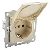 Розетка однопостовая Ugra с/з с з/ш и крышкой, механизм, в комплекте с кожухом IP44 К502, 16А, 250В, шампань GUSI Electric