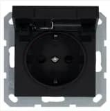 Розетка 1-м Shuko 16А IP20 с заземл. защ. шторки с крышкой механизм черн. матов. soft touch Jasmart G5505PB