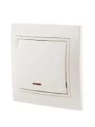 Выключатель 1-кл. СП Mira 10А IP20 с подсветкой со вставкой жемчуж./бел. перламутр. LEZARD 701-3030-111