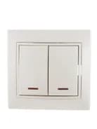 Выключатель 2-кл. СП Mira 10А IP20 с подсветкой со вставкой жемчуж./бел. перламутр. LEZARD 701-3030-112