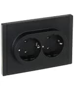 Розетка 2-м СП FORTE&PIANO FP124 16А с заземл. без защ. шторок безвинт. крепл. черн. IEK FP-R21-16-1-K02