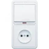 БЭЛЛА Блок БКВР-214 Выключатель одноклавишный с индикацией + розетка белый Кунцево