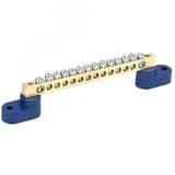 Шина "N" нулевая 6х9 мм на двух угловых синих изоляторах 14 групп, REXANT