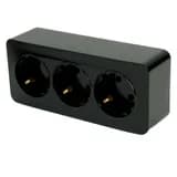 Розетка 3местная сз открытой установки STEKKER 250В 16А IP20 серия София черный MST161302 49318