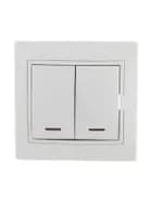 Выключатель 2-кл. СП Mira 10А IP20 с подсветкой с бел. вставкой бел. LEZARD 701-0202-112