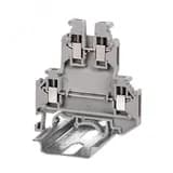 Клемма двухуровневая, винтовой зажим, 4 точки подключения, 2.5 кв.мм, серая