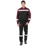 Костюм мужской Спецус с полукомбинезоном цв. черный-бордовый, р. 88-92/158-164
